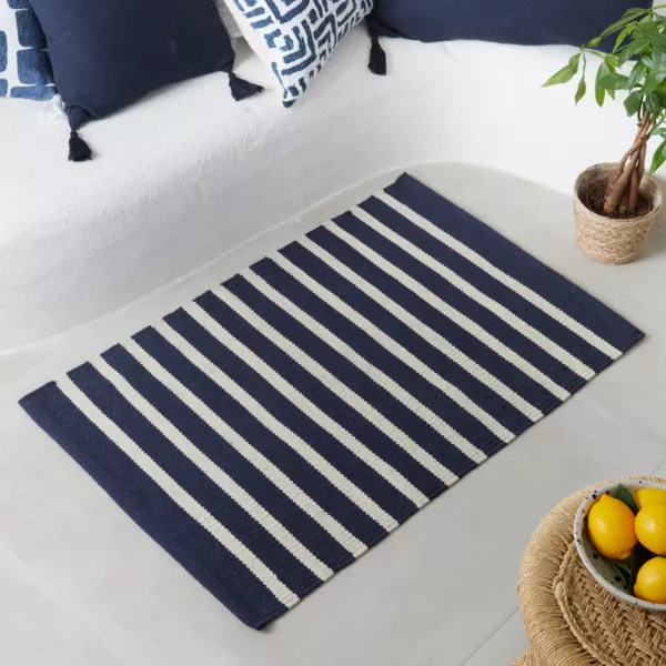 Tapis de salon coton (60 x 90 cm) Calvi Bleu marine