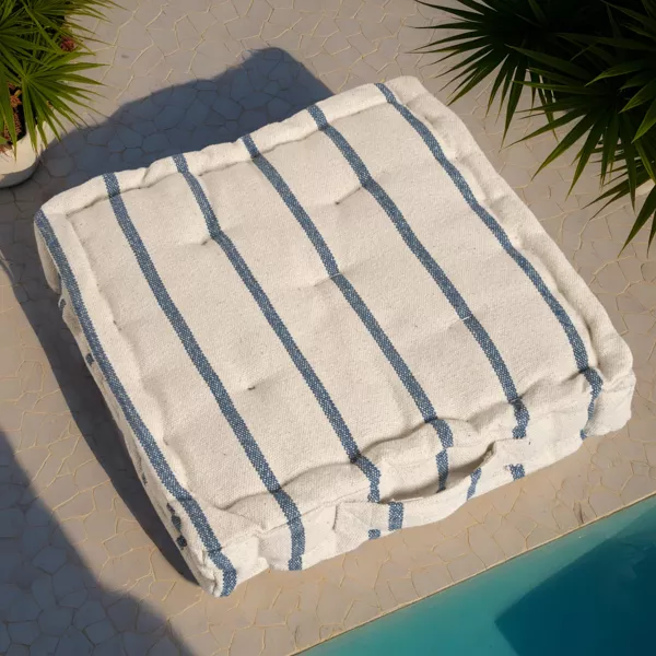 Coussin de sol extérieur toile de coton (45 x 45 cm) Ocealys Bleu marine