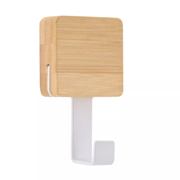 Patère adhésive carrée Crochet simple 3M Bambou Blanc