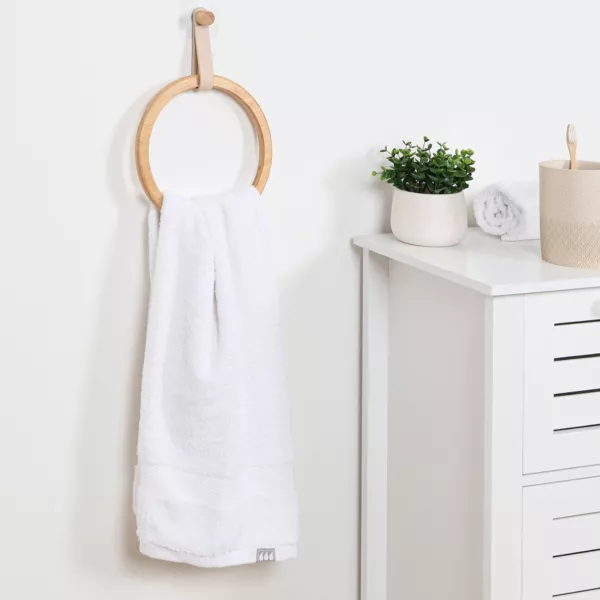 Porte serviette adhésif arrondi (D21 cm) Easy Chic Beige