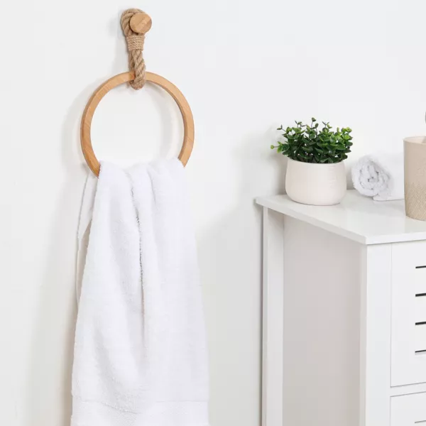 Selvklbende hndkldeholder med afrundet design (D21 cm) Natur Snor