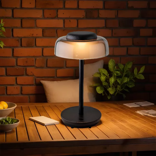 Draadloze USB oplaadbare tafellamp 18 LED (H28 cm) Tribeca Zwart