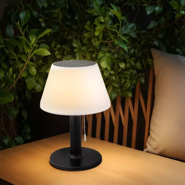 Lampe de table solaire 10LED (H28 cm) Calipso Blanc et noir