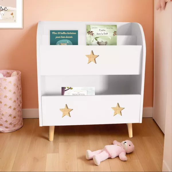 Biblioteca infantil de madera (H72 cm) Stars Blanco