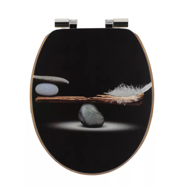 Asiento de inodoro con freno de caída 18 pulgadas MDF Plenitud Negro