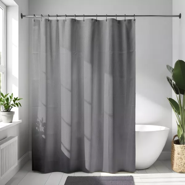 Rideau de douche à anneaux (180 x 200 cm) Diamants Gris