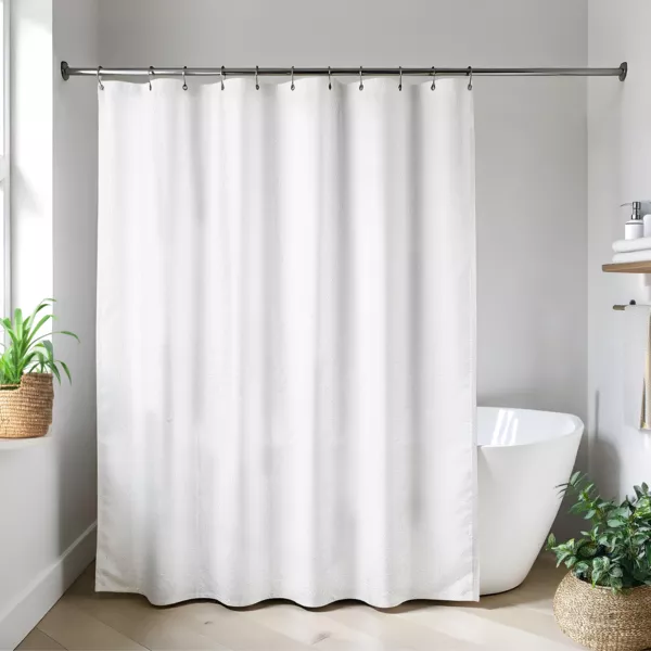 Cortina de ducha de microfibra (180 x 200 cm) Hoja Blanco