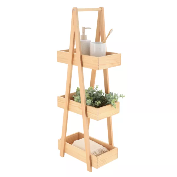 Houten boekenkast 3 niveaus (H81 cm) Piramide Natuurlijk