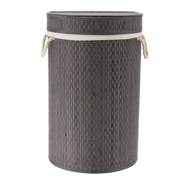 Cesto de ropa redondo y plegable (H55 cm) Damero Gris granito