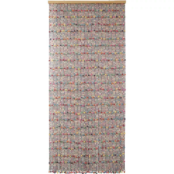 Rideau de porte perles bois (90 x 200 cm) Gipsy Multicolore