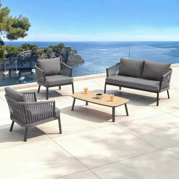 Salon de jardin en aluminium 4 places 4 pcs Amalfi Gris anthracite