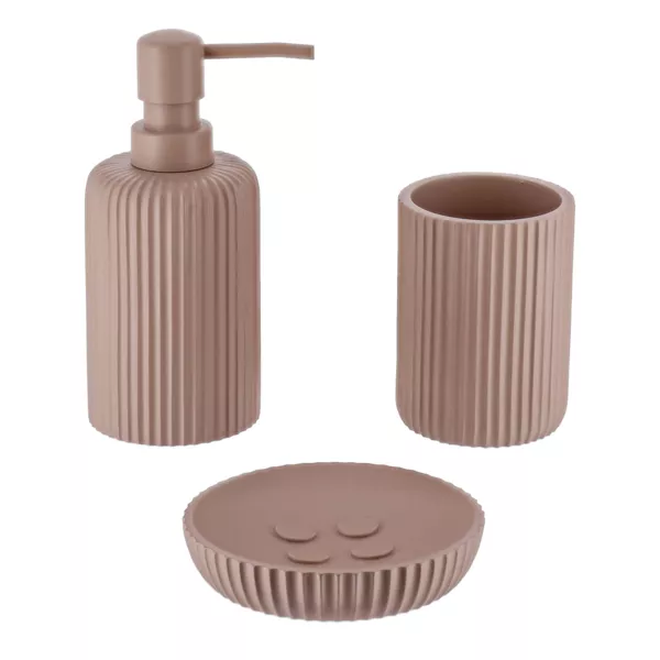 Set d'accessoires salle de bain r�sine Stri� Cappuccino