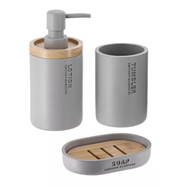 Set d'accessoires salle de bain Purebamboo Gris clair