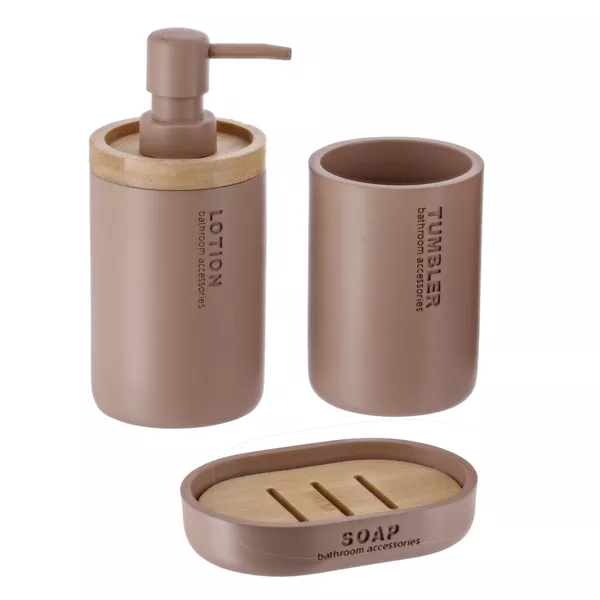 Set d'accessoires salle de bain Purebamboo Cappuccino
