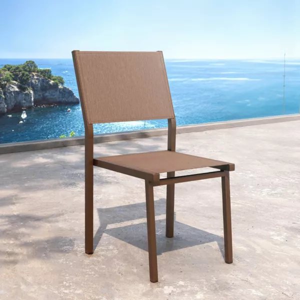 Silla de jardín apilable de aluminio Murano Bronce