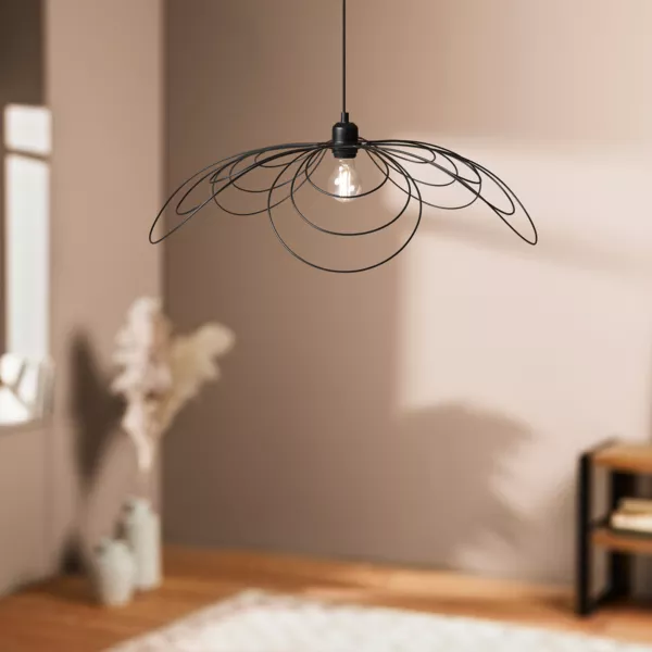 Suspension lumineuse pétale métal (D68 cm) Margaux Noire