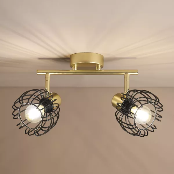 Applique murale 2 abat-jour orientables métal (13 x 17 cm) Loft Or