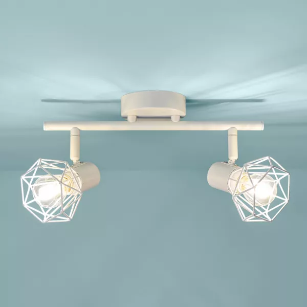 Wandlamp met 2 verstelbare metalen lampenkappen (30 x 16 cm) Diamond Wit