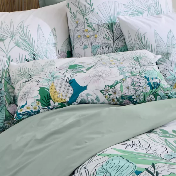 Taie d'oreiller rectangulaire percale de coton (50 x 70 cm) Bali Verte