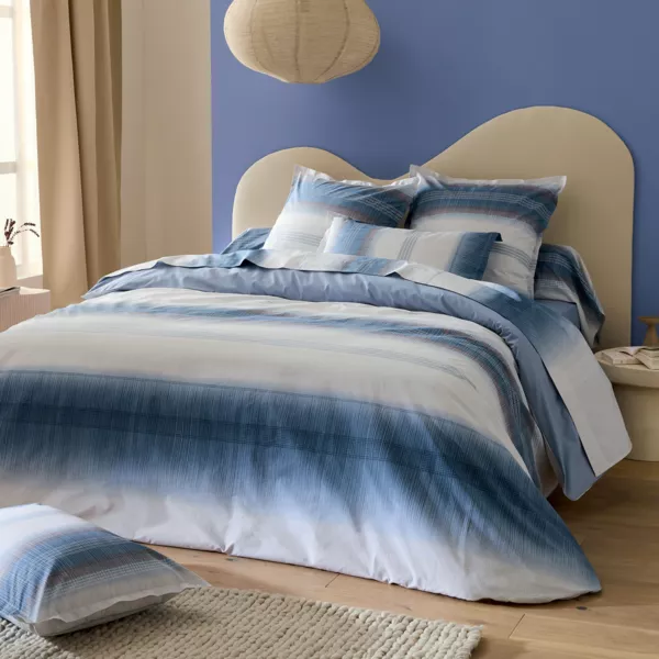 Funda nórdica de percal de algodón (260 x 240 cm) Esteban Azul