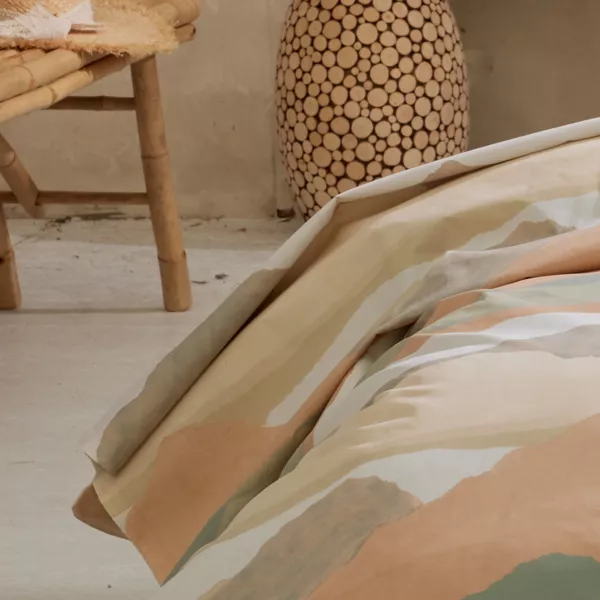 Sábana encimera de percal de algodón (280 x 325 cm) Land Beige tiza