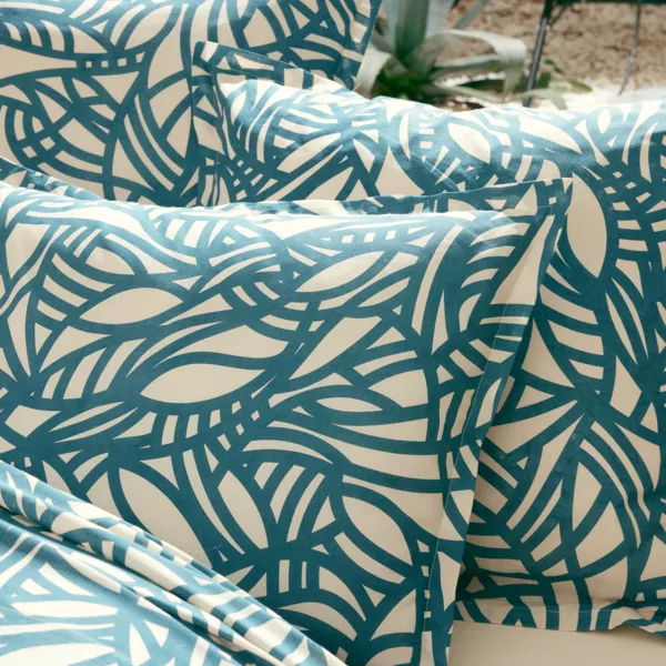 Funda de almohada rectangular de algodón lavado (50 x 70 cm) Serena Azul