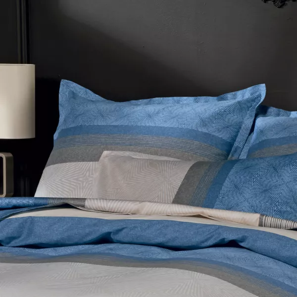 Funda de almohada cuadrada de satén de algodón (65 x 65 cm) Tiago Azul