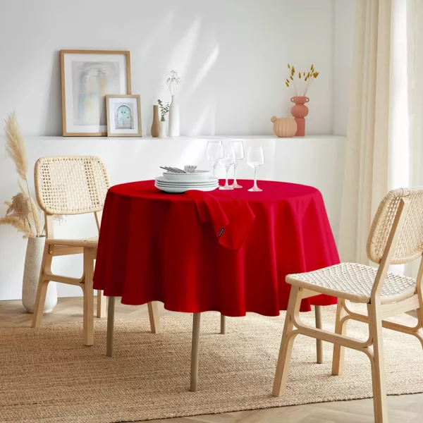 Fleckenabweisende runde Tischdecke (180 cm) Elise Rot