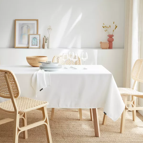 Nappe rectangulaire anti tache (140 x 200 cm) Elise Blanche
