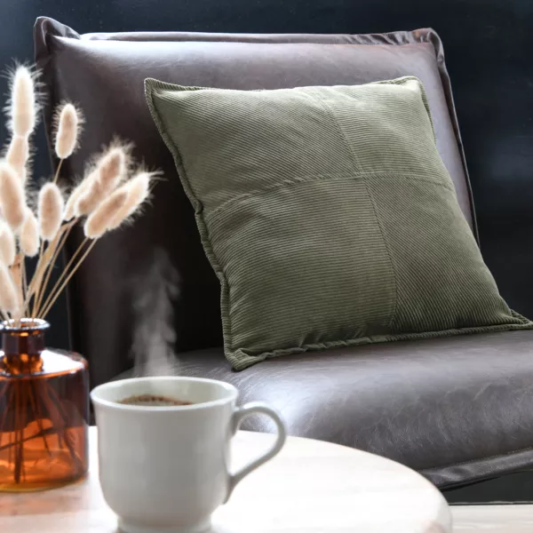 Coussin carré velours (45 x 45 cm) Dandy Vert kaki