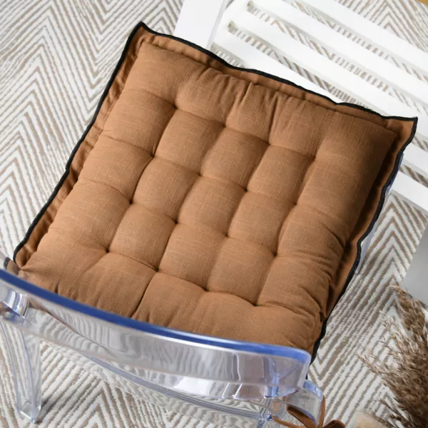 Cojín de silla cuadrado de algodón (38 x 38 cm) Helios Camel