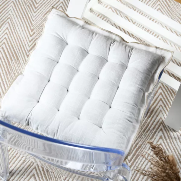 Cojín de silla cuadrado de algodón (38 x 38 cm) Helios Blanco