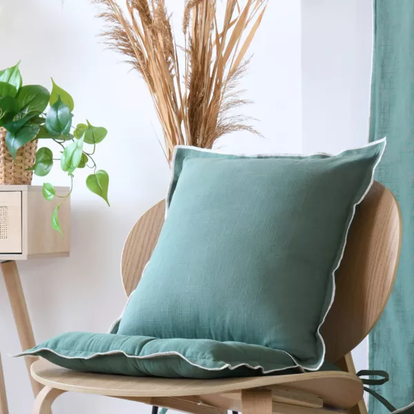Cojín cuadrado de algodón (45 x 45 cm) Helios Verde Pino