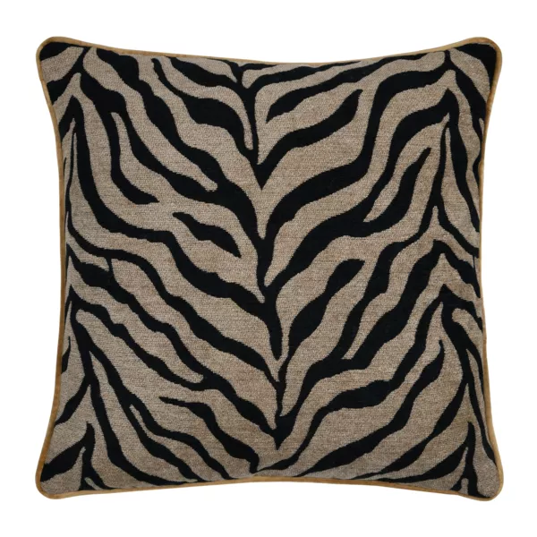 Coussin carré fausse fourrure zébre (45 x 45 cm) Fauves Noir