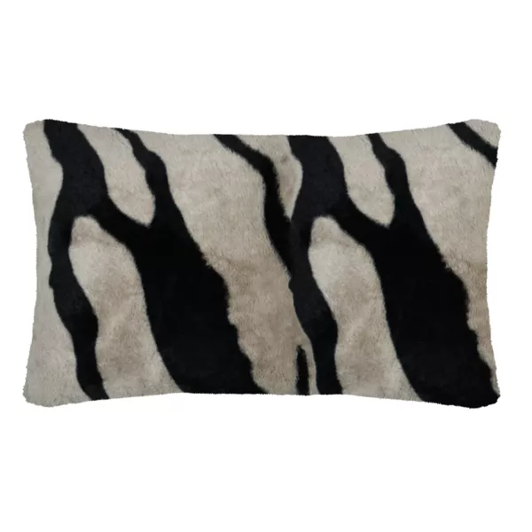 Cojín rectangular de piel sintética con estampado de cebra (50 x 80 cm) Fauves Taupe