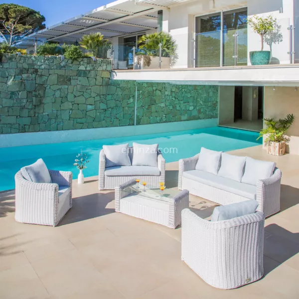 Lounge-Set Calvi Wei/Hellgrau - 5-teilig