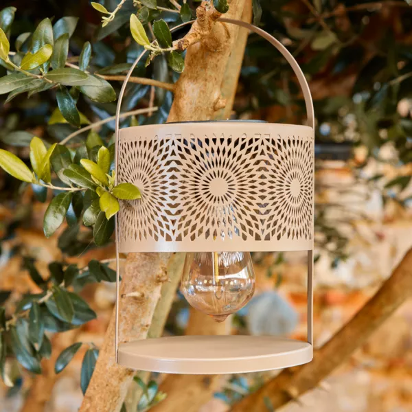 Lanterne solaire de table (H22,5 cm) à LED Taupe