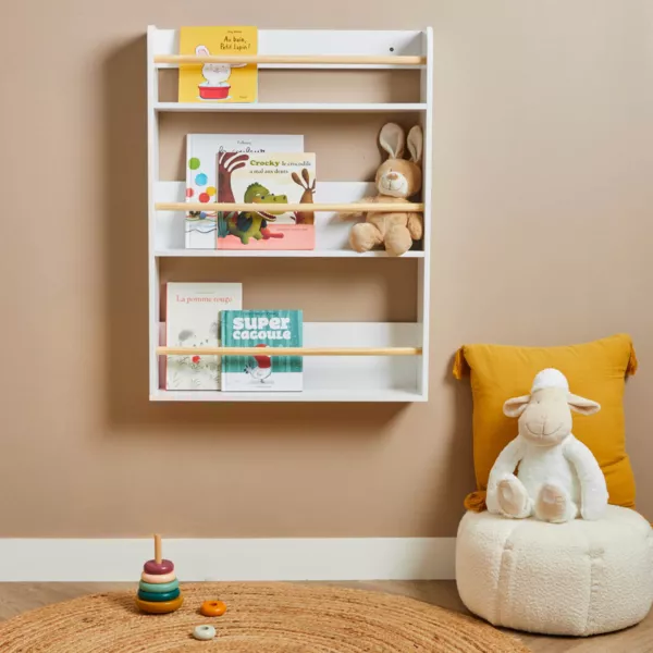 Etagère murale enfant bois 3 niveaux (H80 cm) Zoa Blanche