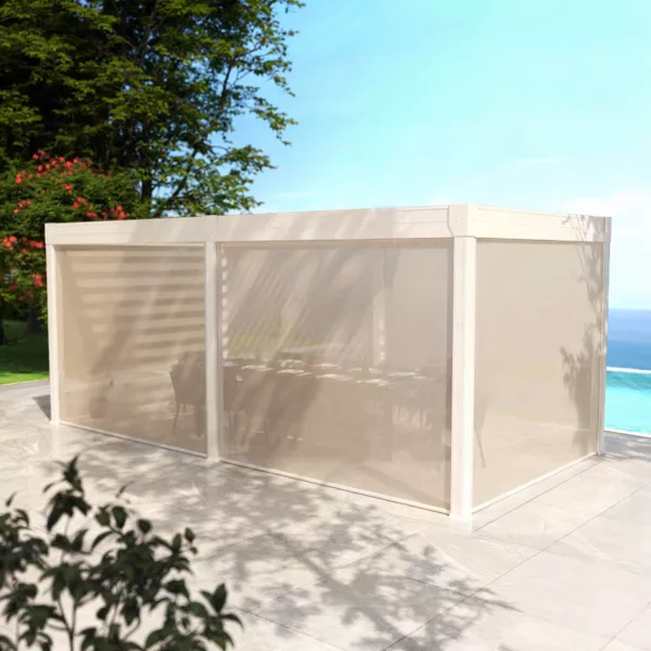Lote de 6 cortinas motorizadas para pérgola bioclimática. (3 x 6 m) - Blanco