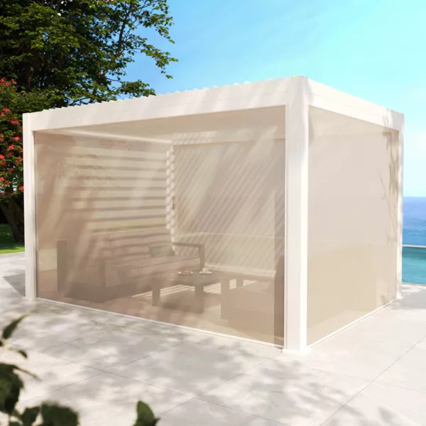 Lote de 4 cortinas motorizadas para pérgola bioclimática. (3 x 4 m) - Blanco
