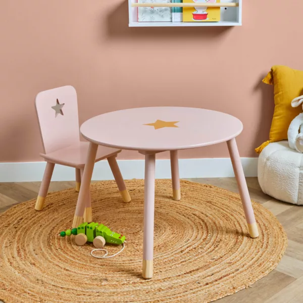Mesa infantil de madera (H44 cm) Stars Rosa