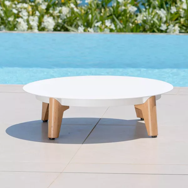 Table basse de jardin ronde (D68 cm) Monte Carlo Blanc