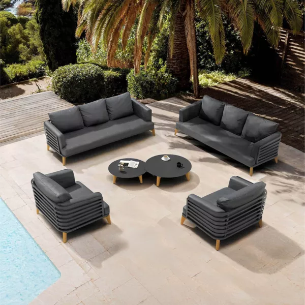 Conjunto de jardín de aluminio 8 plazas 6 piezas Monte Carlo Gris antracita