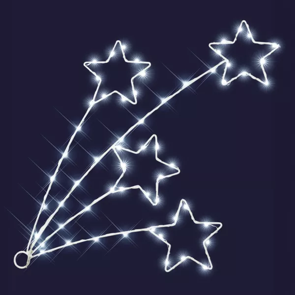 Etoiles filantes lumineuses à piles 60 LED (H30 cm) Stella Flash Blanc froid