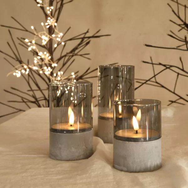 Lot de 3 bougies LED en verre (H15 cm) Charme Blanc chaud