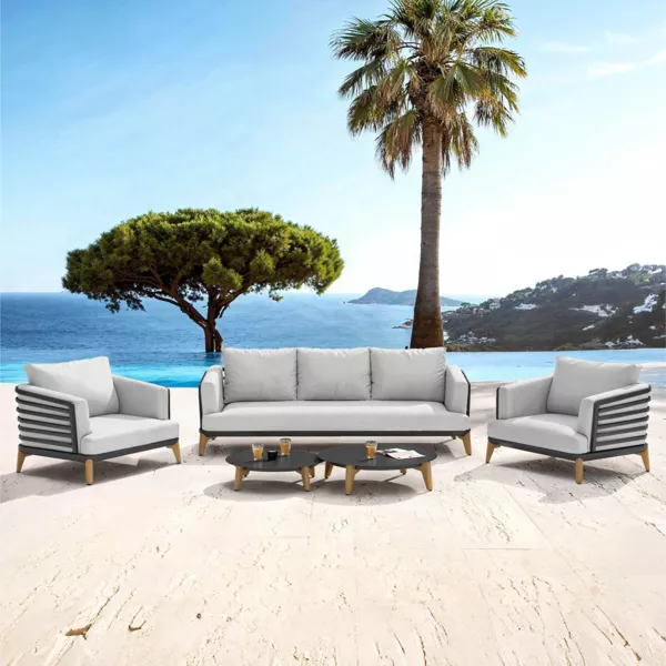 Conjunto de jardín de aluminio 5 plazas 5 piezas Monte Carlo Gris antracita y gris claro