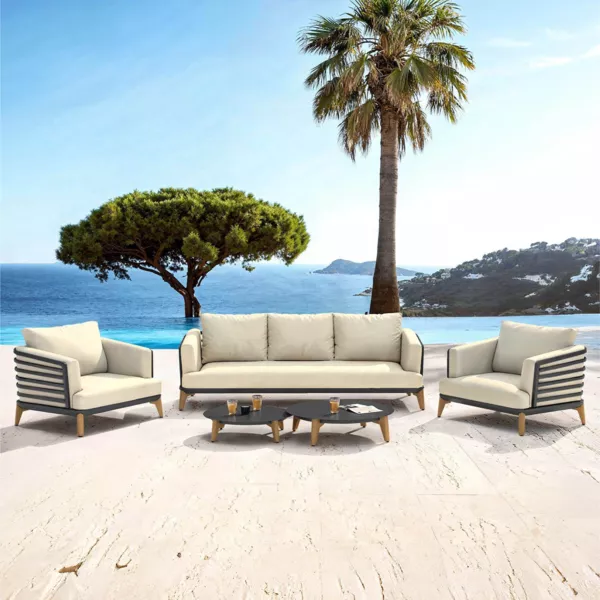Salon de jardin aluminium 5 places 5 pcs Monte Carlo Gris anthracite et beige