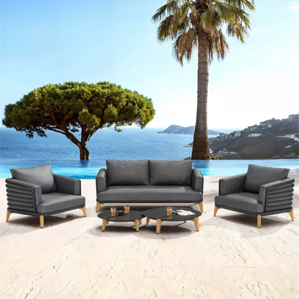 Conjunto de jardín de aluminio 4 plazas 5 piezas Monte Carlo Gris antracita