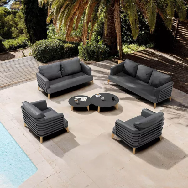 Conjunto de jardín de aluminio 7 plazas 6 piezas Monte Carlo Gris antracita