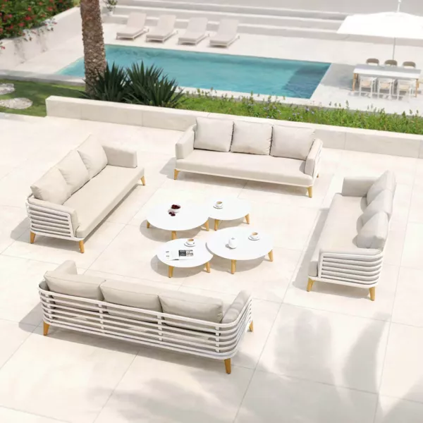 Conjunto de jardn de aluminio 12 plazas 8 piezas Monte Carlo Blanco y beige